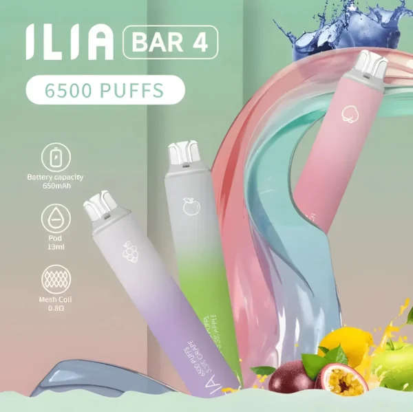 ILIA-BAR4-6500-Puffs_一次性電子煙_拋棄式_哩啞4代_持久電量.webp ILIA Bar4 6500口 | 追求溫潤出霧感受與清晰風味還原 | 大容量油倉設計支撐長效穩定吸食體驗